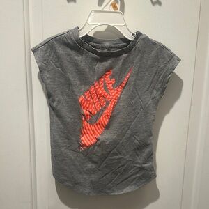 Nike Gray and Red Short Sleeve Tee with Bold Logo